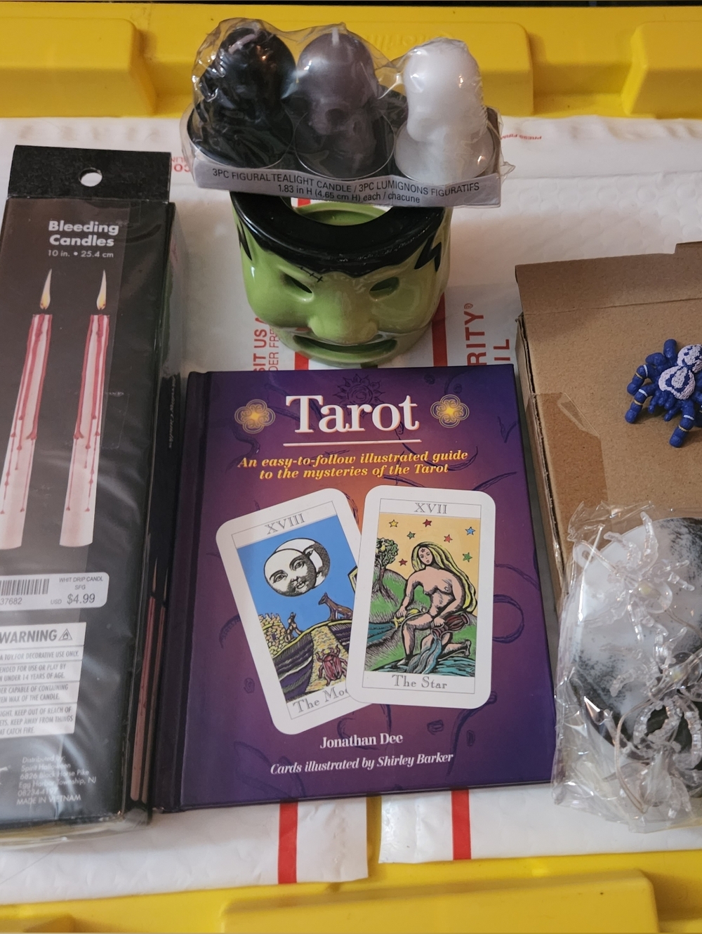 Halloween Lot Of Miscellaneous Items Candles Tarot Book Skull